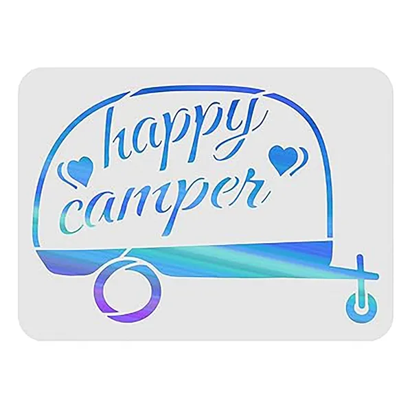 White_Happy_Camper_Stencil_Reusable_Plastic_Camper_Template_Home_Decor