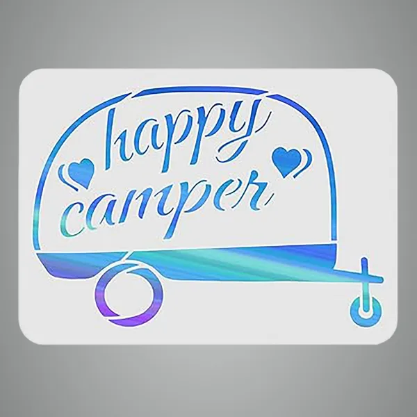 White_Happy_Camper_Stencil_Reusable_Plastic_Camper_Template_Home_Decor