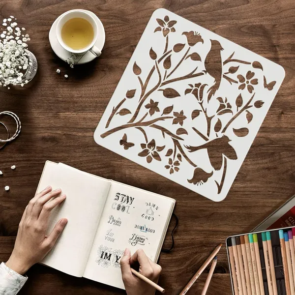 White_Bird_Branch_Stencil_Home_Decor