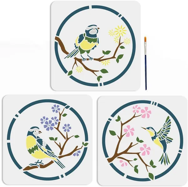 White_Round_Flower_Bird_Stencils_Cm_Diy_And_Craft