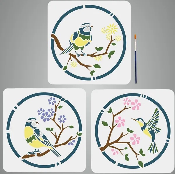 White_Round_Flower_Bird_Stencils_Cm_Diy_And_Craft