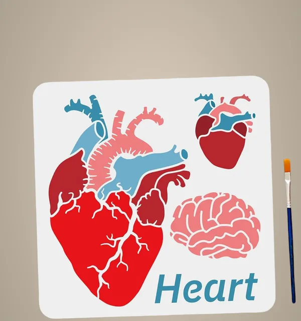 White_Halloween_Heart_Brain_Stencil_Reusable_Anatomical_Painting_Template_Home_Decor