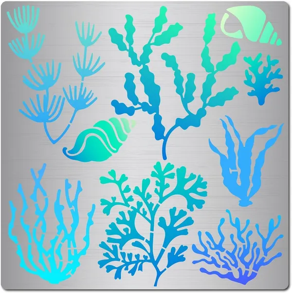 White_Seaweed_Metal_Stencil_Ocean_Shells_Stainless_Steel_Drawing_Template_Diy_And_Craft
