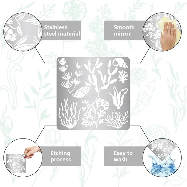 White_Seaweed_Metal_Stencil_Ocean_Shells_Stainless_Steel_Drawing_Template_Diy_And_Craft