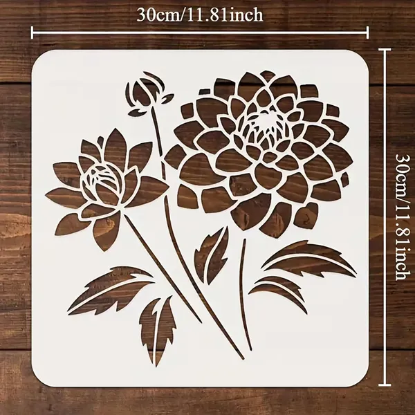 White_Large_Dahlia_Stencil_Reusable_Floral_Template_Diy_And_Craft