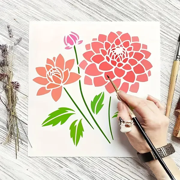 White_Large_Dahlia_Stencil_Reusable_Floral_Template_Diy_And_Craft