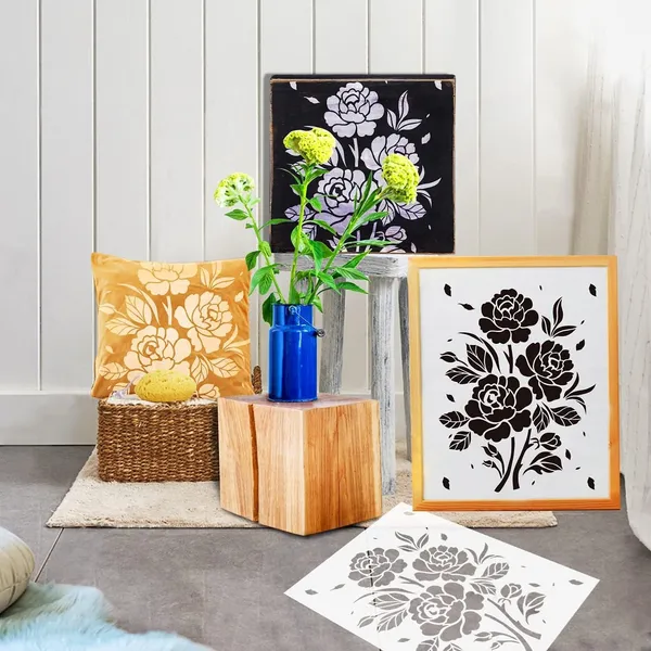 White_Large_Rose_Flower_Painting_Stencil_Diy_And_Craft