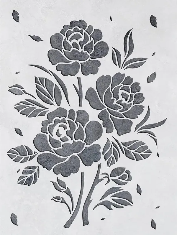 White_Large_Rose_Flower_Painting_Stencil_Diy_And_Craft