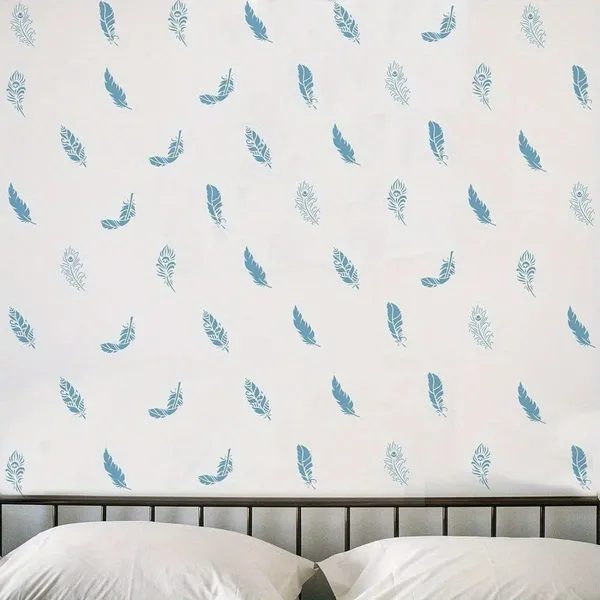 White_Peacock_Feather_Stencil_Xl_Cm_Reusable_Painting_Template_Home_Decor