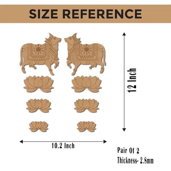 Beige_Pair_Of_Wooden_Pichwai_Cow_And_Lotus_Pre_Marked_Home_Decor