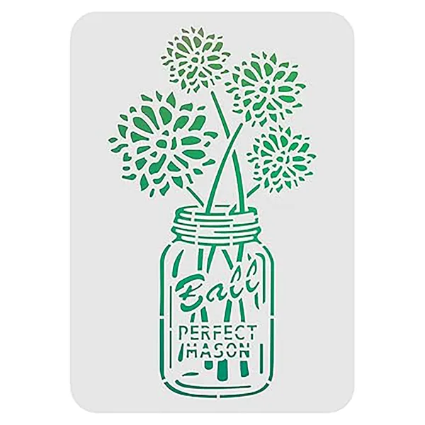 White_Mason_Jar_Floral_Stencil_Reusable_Plastic_Flower_Vase_Template_Home_Decor