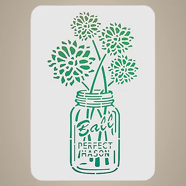 White_Mason_Jar_Floral_Stencil_Reusable_Plastic_Flower_Vase_Template_Home_Decor