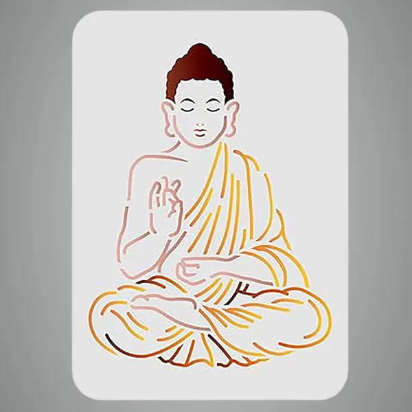 White_Buddha_Stencil_Sitting_Buddha_Template_Reusable_Plastic_Indian_Art_Stencil_Home_Decor