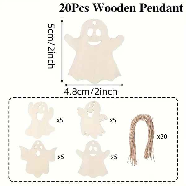 Beige_Halloween_Wooden_Ghost_Cutouts_Diy_Craft_Pendants_Kids