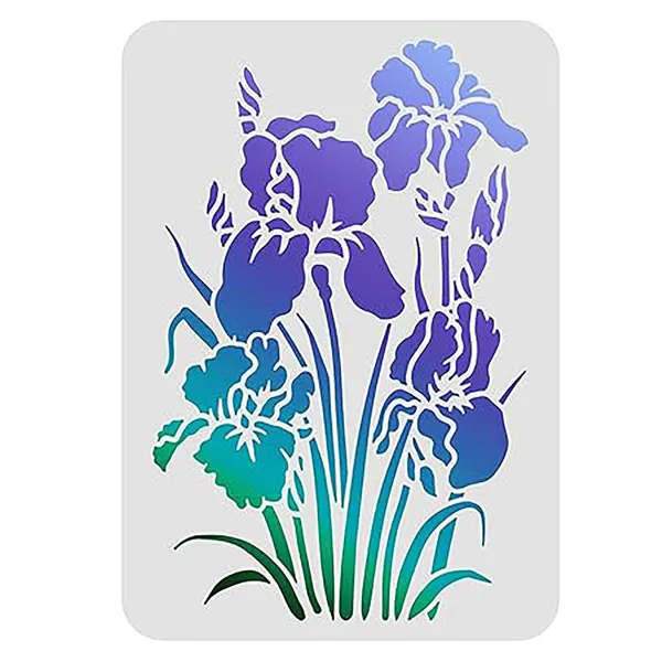 White_Iris_Flower_Stencil_Reusable_Plastic_Floral_Stencil_Home_Decor