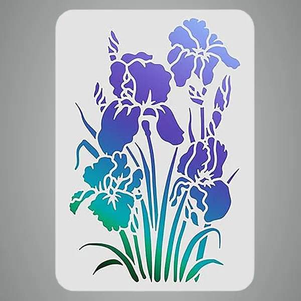 White_Iris_Flower_Stencil_Reusable_Plastic_Floral_Stencil_Home_Decor
