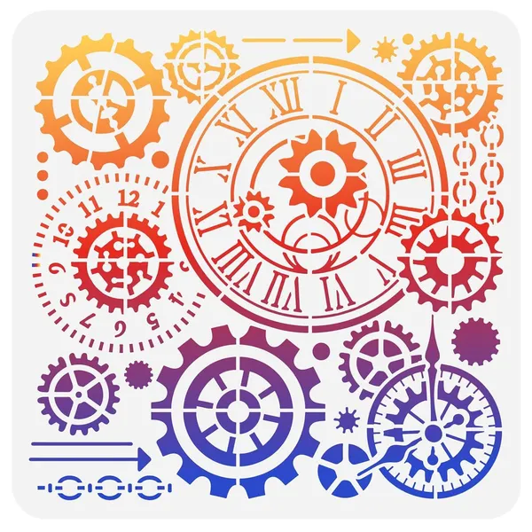 White_Steampunk_Gears_Stencil_Clock_Gear_Pattern_Diy_And_Craft