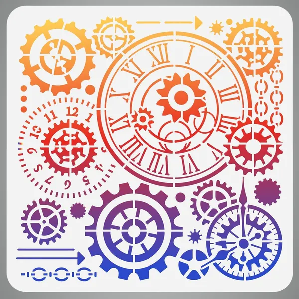 White_Steampunk_Gears_Stencil_Clock_Gear_Pattern_Diy_And_Craft