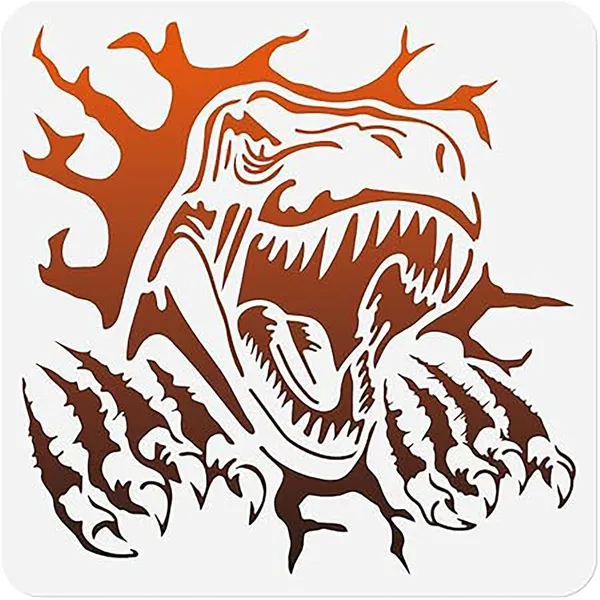 White_Dinosaur_Head_Stencil_Reusable_Painting_Template_Home_Decor
