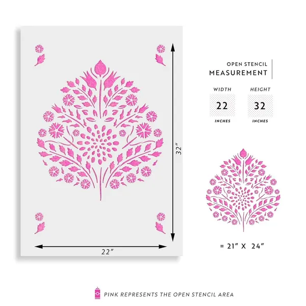 White_Stencil_Revolution_Leaf_Damask_Pattern_Large_Wall_Stencil_Diy_And_Craft