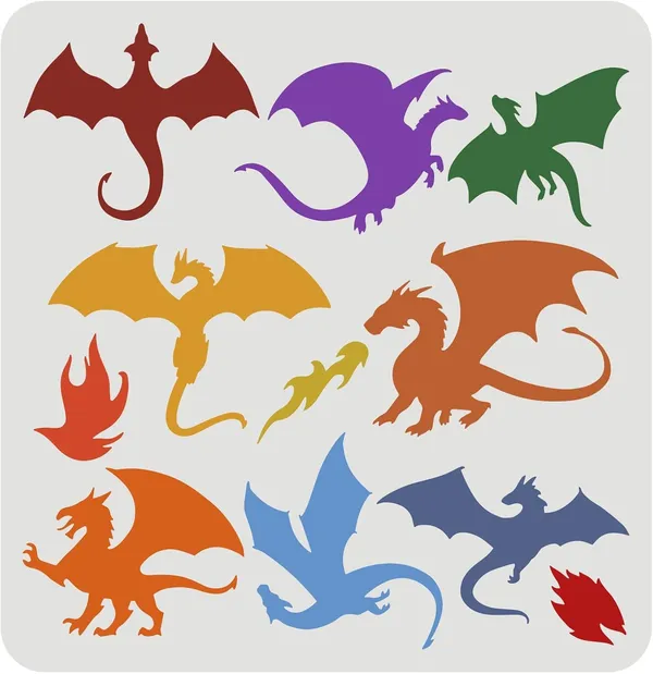 White_Dragons_Stencil_Plastic_Flying_Dragons_Drawing_Painting_Template_Diy_And_Craft