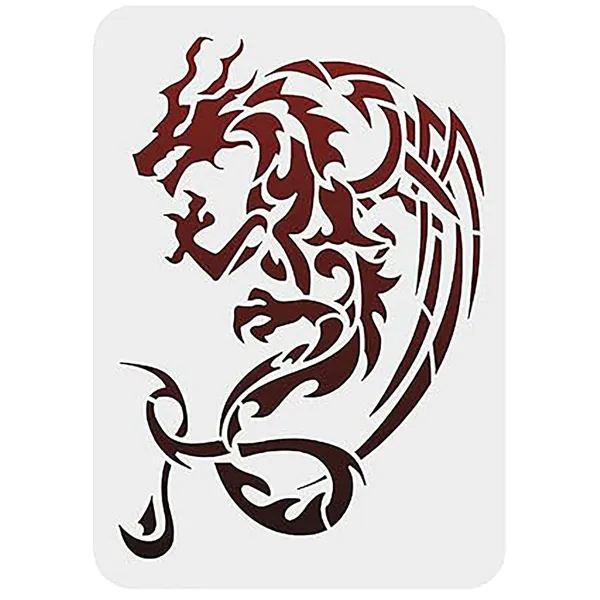 White_Dragon_Stencil_Gothic_Celtic_Knot_Pattern_Reusable_Plastic_Template_Home_Decor