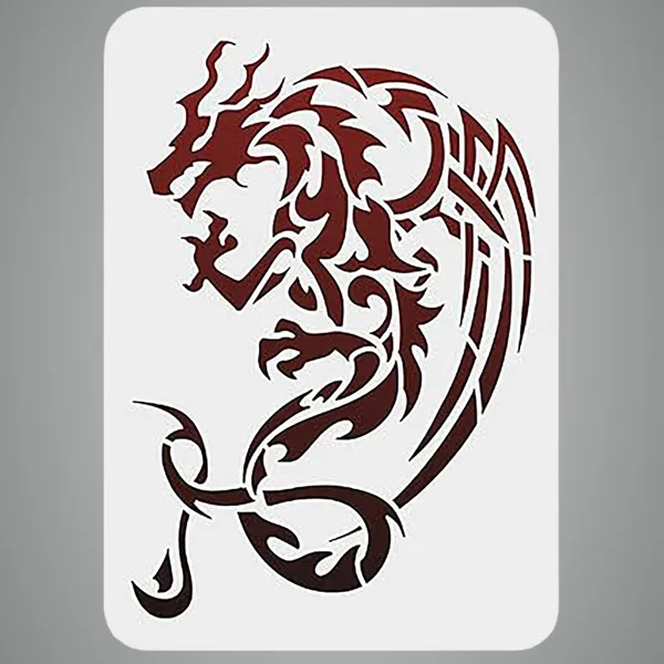 White_Dragon_Stencil_Gothic_Celtic_Knot_Pattern_Reusable_Plastic_Template_Home_Decor