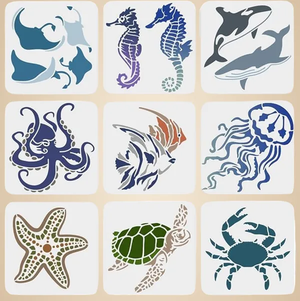 White_Sea_Ocean_Creatures_Stencils_Cm_Diy_And_Craft
