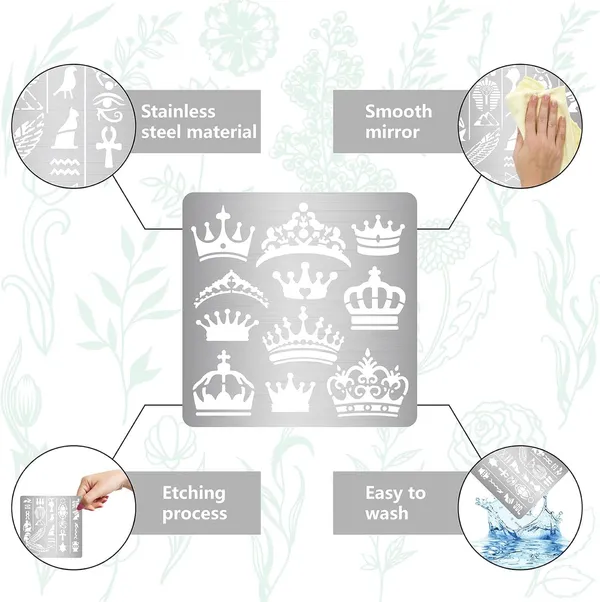 White_Crown_Metal_Stencil_King_Queen_Crown_Stainless_Steel_Drawing_Template_Home_Decor