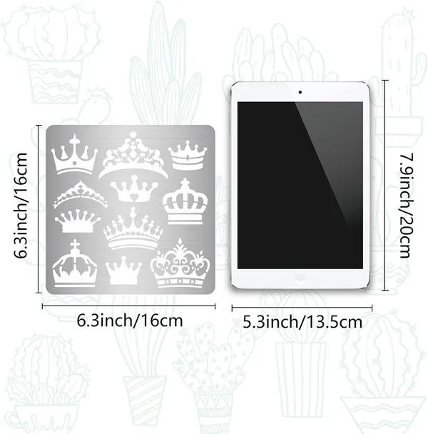 White_Crown_Metal_Stencil_King_Queen_Crown_Stainless_Steel_Drawing_Template_Home_Decor