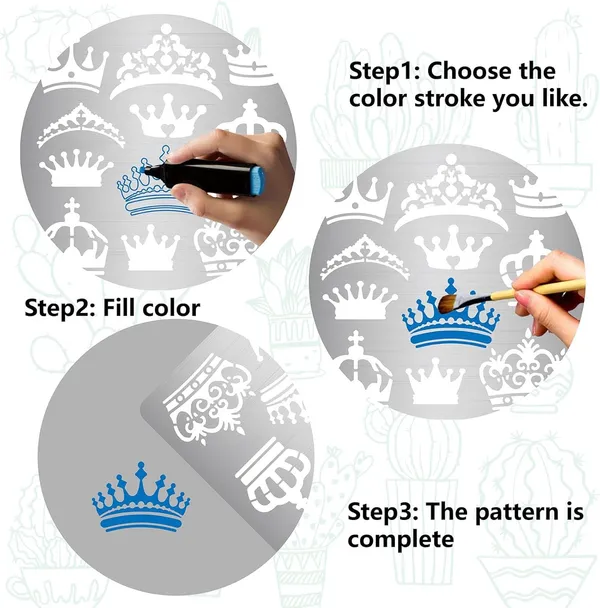 White_Crown_Metal_Stencil_King_Queen_Crown_Stainless_Steel_Drawing_Template_Home_Decor