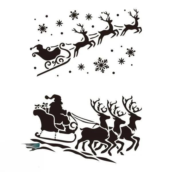 White_Santa_S_Sleigh_Stencils_A_Size_X_Cm_Home_Decor