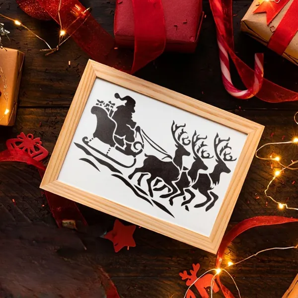 White_Santa_S_Sleigh_Stencils_A_Size_X_Cm_Home_Decor