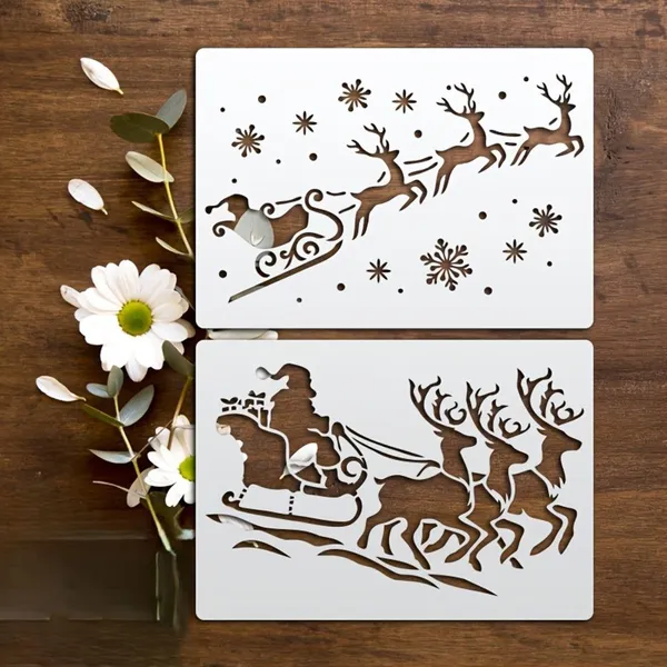 White_Santa_S_Sleigh_Stencils_A_Size_X_Cm_Home_Decor