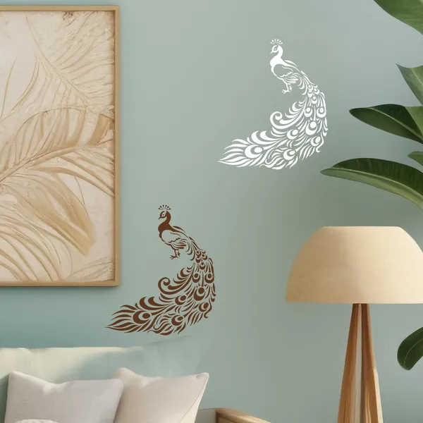 White_Peacock_Wall_Painting_Stencil_Pattern_Theme_Diy_Art_Template_Diy_And_Craft
