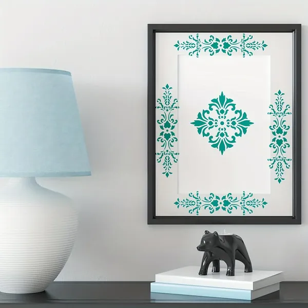 White_Damask_Stencils_Reusable_Corner_Templates_Home_Decor
