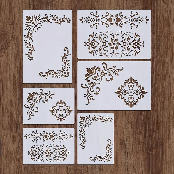 White_Damask_Stencils_Reusable_Corner_Templates_Home_Decor