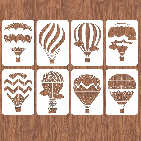 White_Pcs_Hot_Air_Balloon_Wall_Stencils_Diy_And_Craft