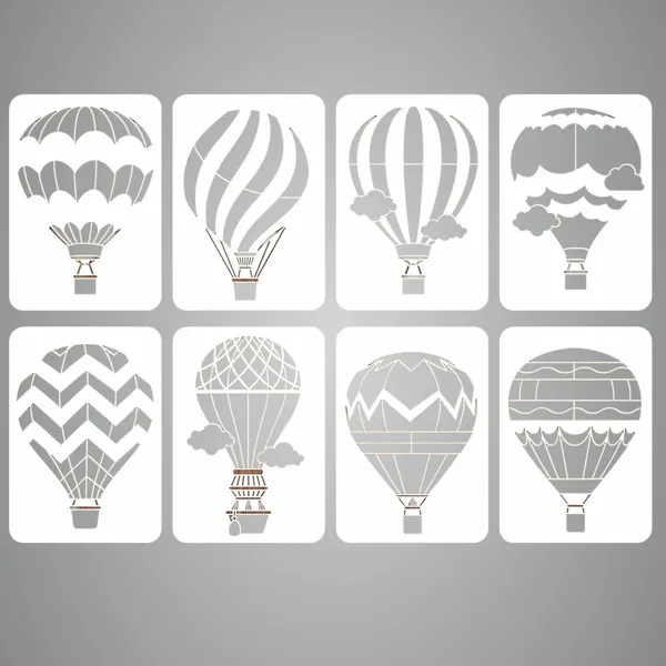 White_Pcs_Hot_Air_Balloon_Wall_Stencils_Diy_And_Craft