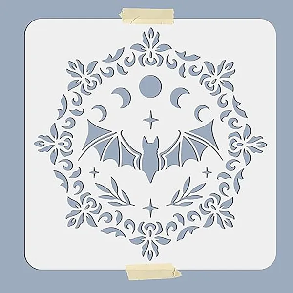 White_Bat_Moon_Phase_Stencil_Reusable_Pet_Painting_Template_Home_Decor