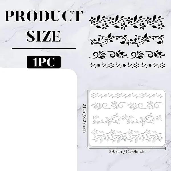 White_Styles_Flower_Border_Stencil_Reusable_Vine_Floral_Template_Home_Decor