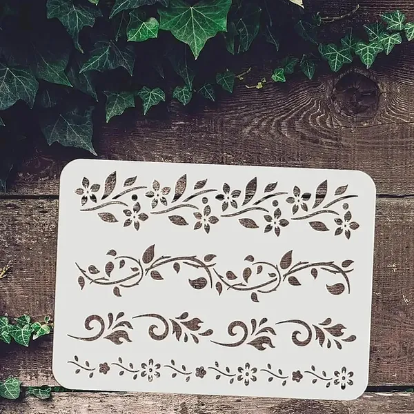 White_Styles_Flower_Border_Stencil_Reusable_Vine_Floral_Template_Home_Decor