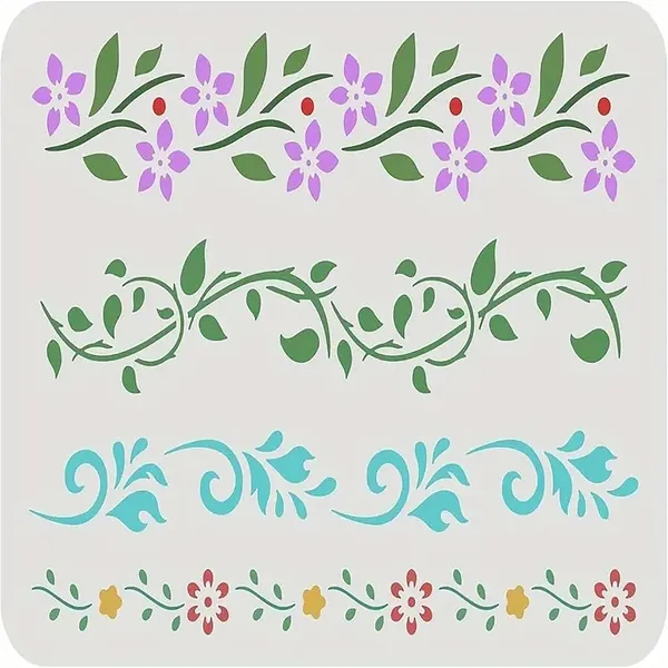 White_Styles_Flower_Border_Stencil_Reusable_Vine_Floral_Template_Home_Decor