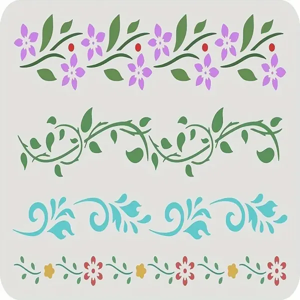 White_Styles_Flower_Border_Stencil_Reusable_Vine_Floral_Template_Home_Decor