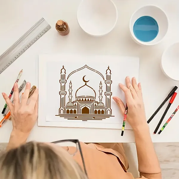 White_Islamic_Ramadan_Stencil_Arabic_Calligraphy_Mosque_Architecture_Painting_Template_Home_Decor