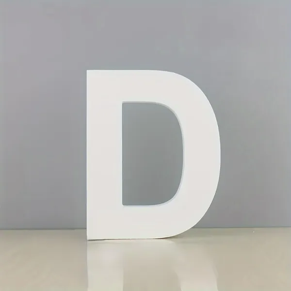 White_Standing_Letter_D_Modern_Minimalist_Alphabet_Block_Durable_Pvc_Tabletop_Letter