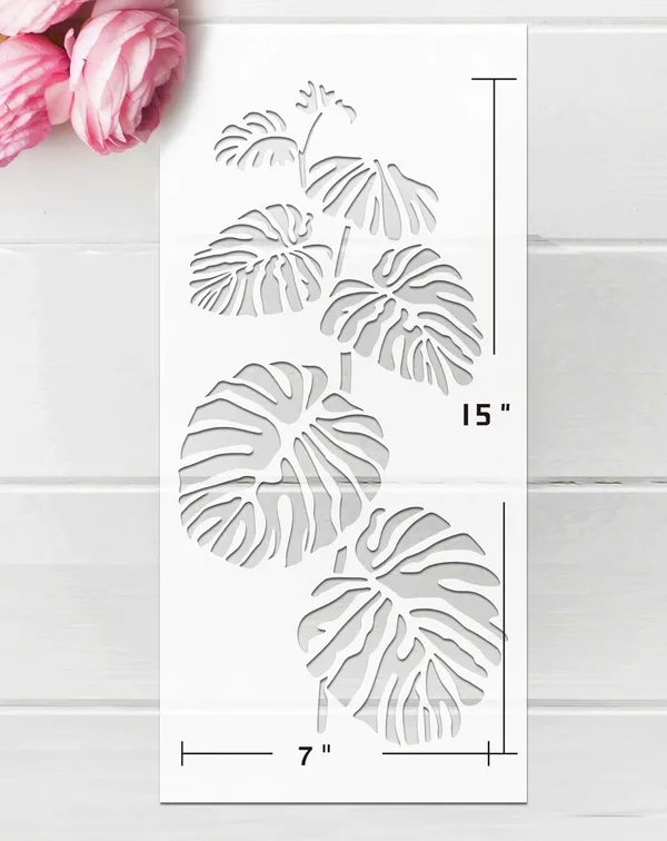 Beige_Pack_Green_Leaf_Wall_Art_Stencils_Plant_Templates_Diy_And_Craft