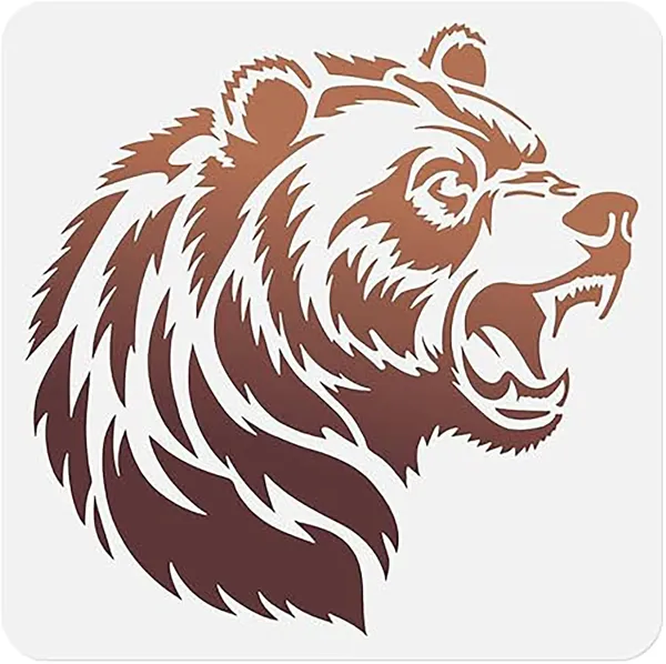 White_Bear_Head_Animal_Stencil_Growling_Bear_Reusable_Plastic_Painting_Template_Home_Decor