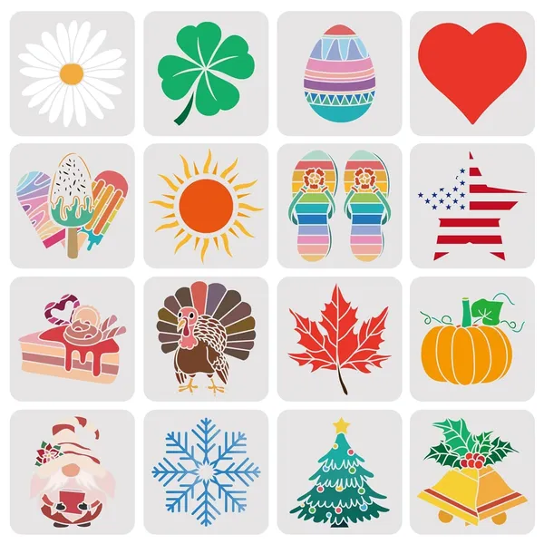 White_Seasonal_Icons_Stencil_Template_Mylar_Stencils_Diy_And_Craft
