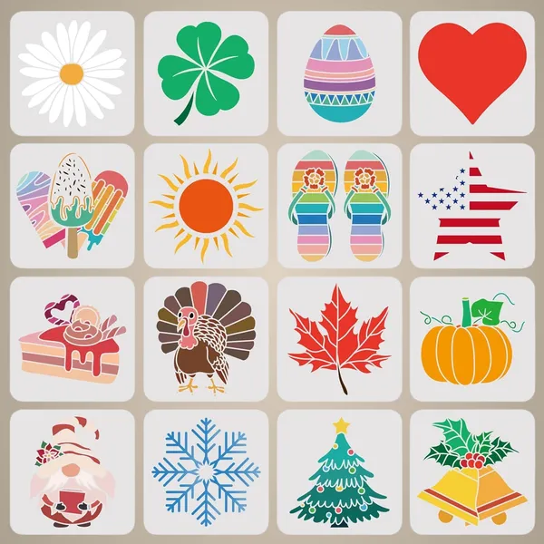 White_Seasonal_Icons_Stencil_Template_Mylar_Stencils_Diy_And_Craft